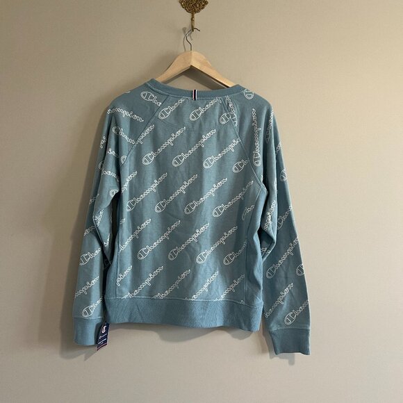NWT Champion Women’s Blue & White Crewneck Sweatshirt Size Medium - Picture 2 of 8